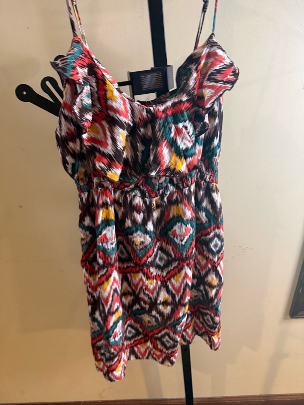 Ultra Flirt Multicolor Aztec Print Sundress - Brown, Red, Teal, Yellow, White